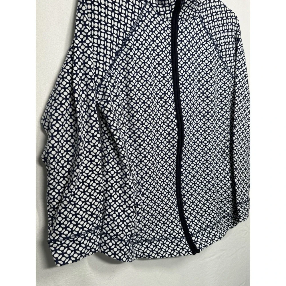 Talbots Women's Full Zip Jacket Sweatshirt Blue & White Size Medium - Picture 4 of 9